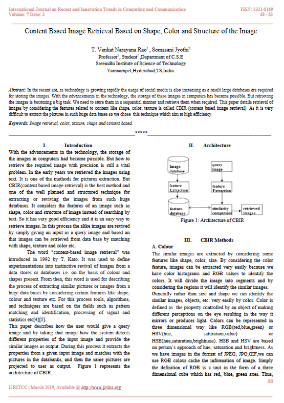 Content Based Image Retrieval Based on Shape, Color and Structure of the Image