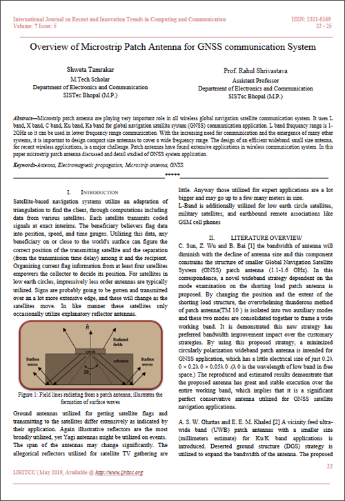 Overview of Microstrip Patch Antenna for GNSS communication System