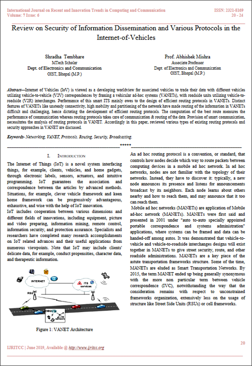 Review on Security of Information Dissemination and Various Protocols in the Internet-of-Vehicles