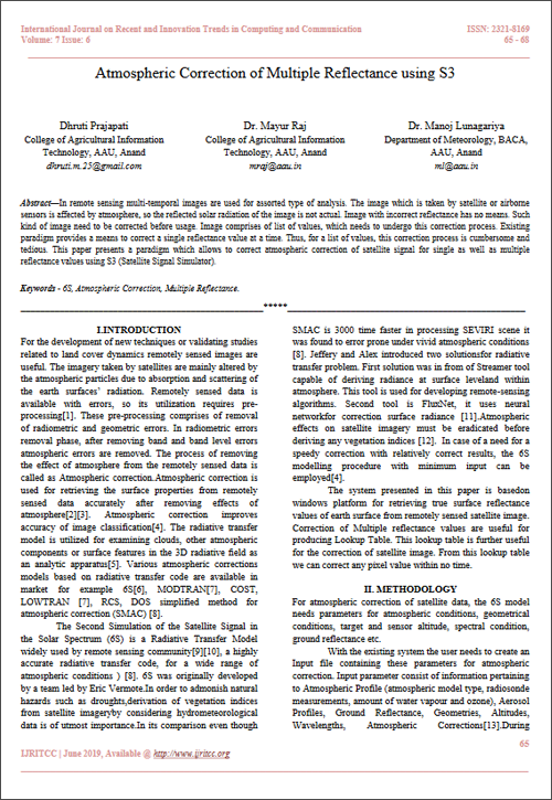 Atmospheric Correction of Multiple Reflectance using S3